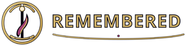 REMEMBERED full logo lockup with gold master emblem, central creator axis, magenta desire trace, and the REMEMBERED wordmark.